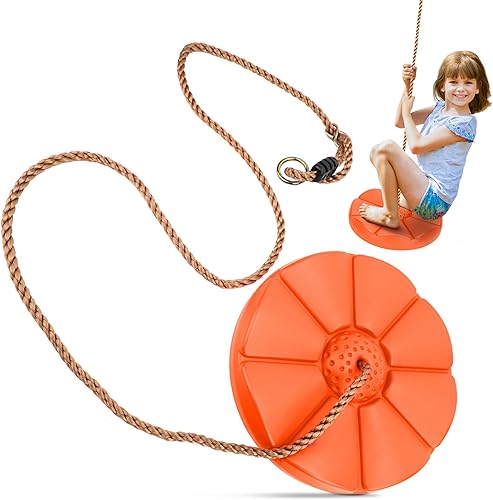 Sorbus Columpio de asiento de disco – Columpio de árbol de cuerda de mono para niños, columpios con cremallera para juego, árbol, patio trasero al