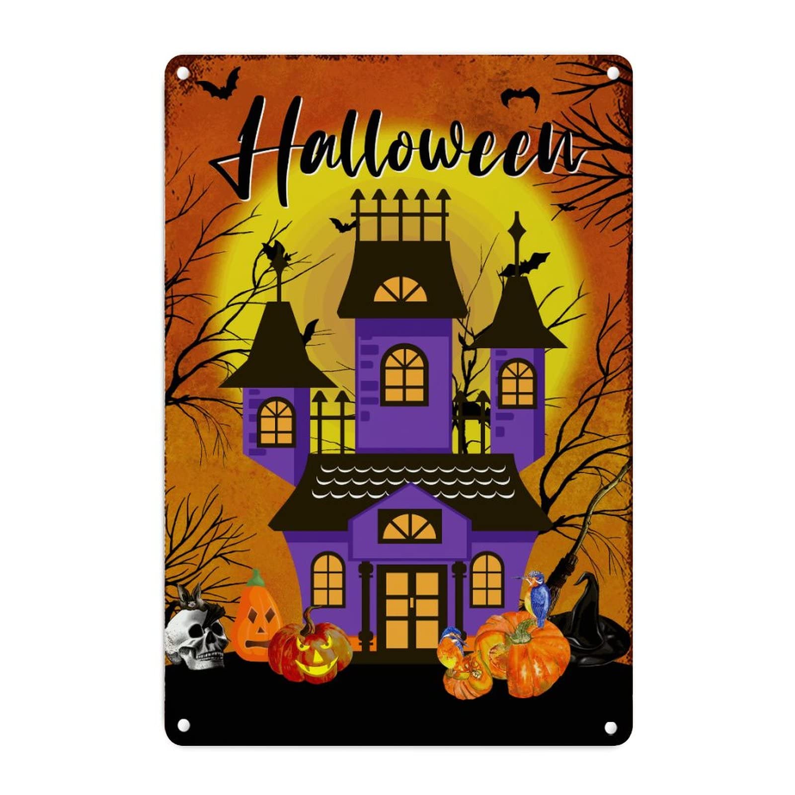 Plaque en métal Halloween déco durable qui remplace le plastique jetable