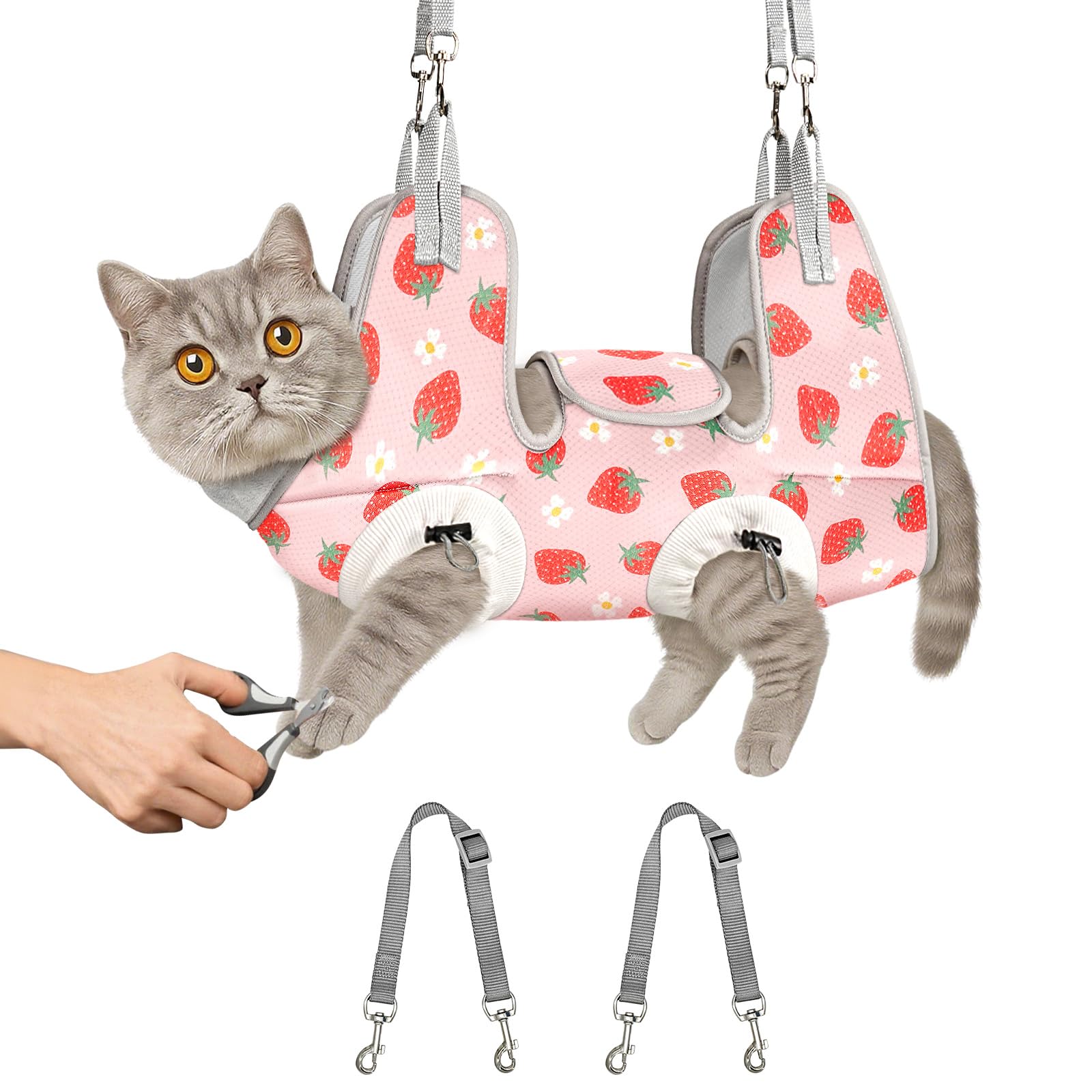 Supet Cat Grooming Hammock Harness for Nail Trimming, Kitten Care Sling