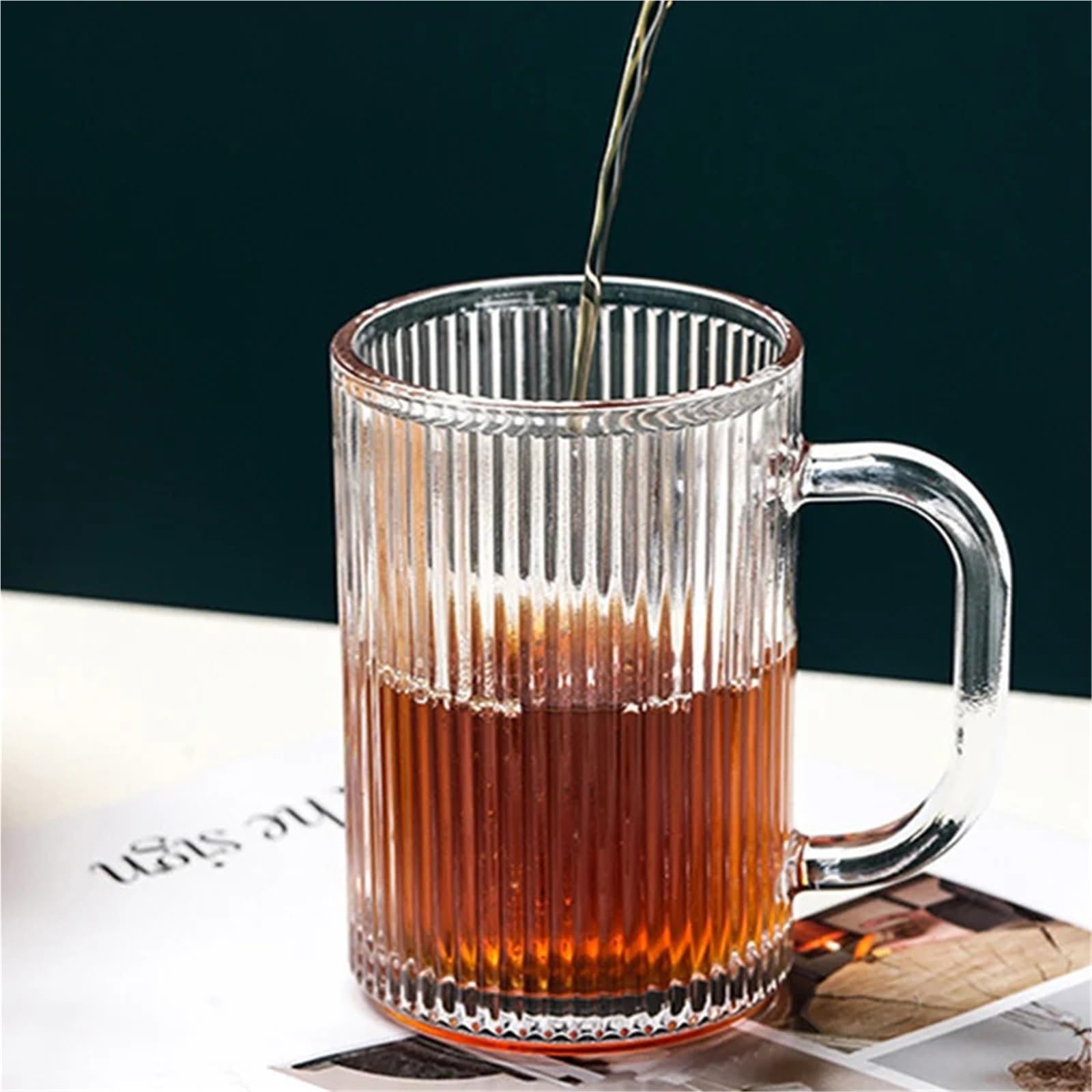 Juego de 2 uds tazas té calientes for el hogar, taza bebidas for desayuno verano con asa, agua for zumo leche y café helado Para Refrescos