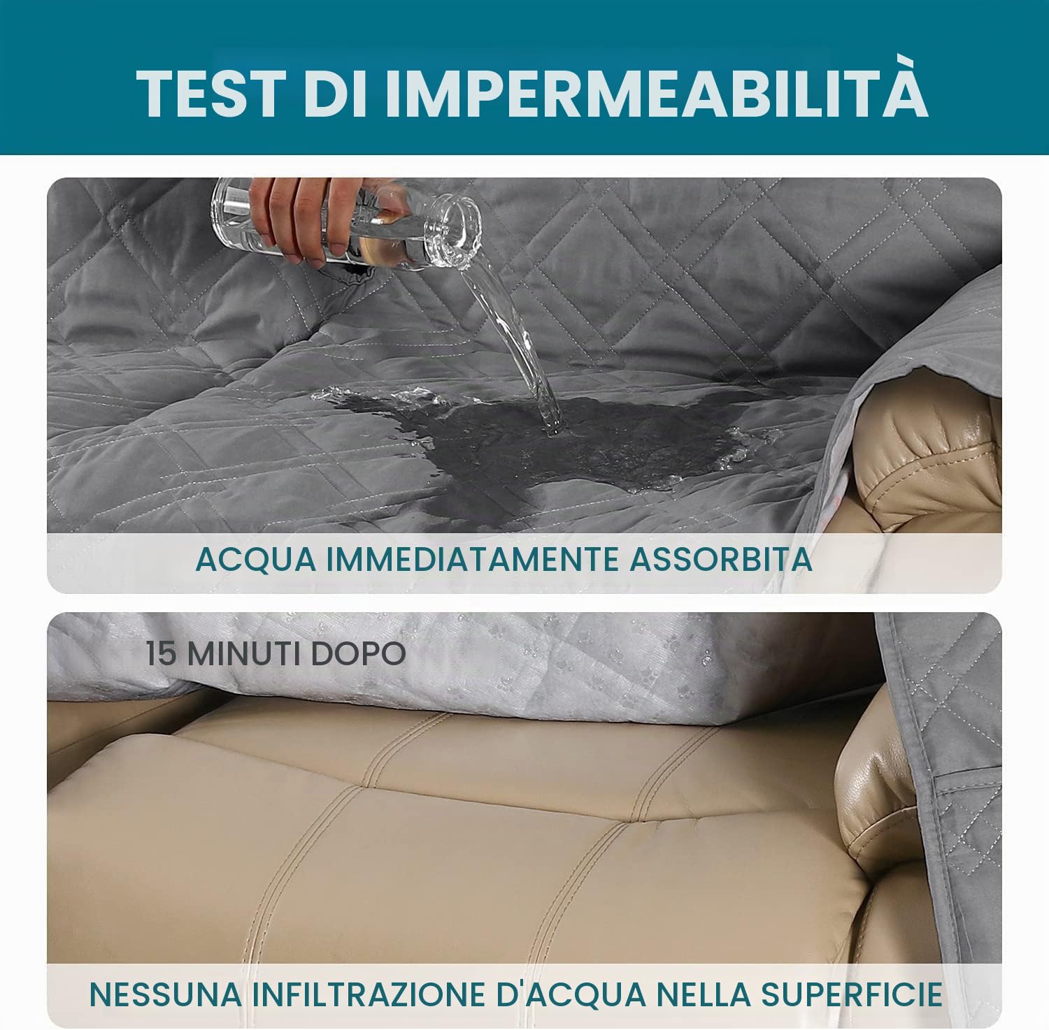 Copripoltrona Relax Reclinabile Impermeabile Copridivano Reclinabile, Copertura Salvadivano per Poltrona Antiscivolo Antivegetativa per Protezione Divano(Grigio Chiaro,3 posti)