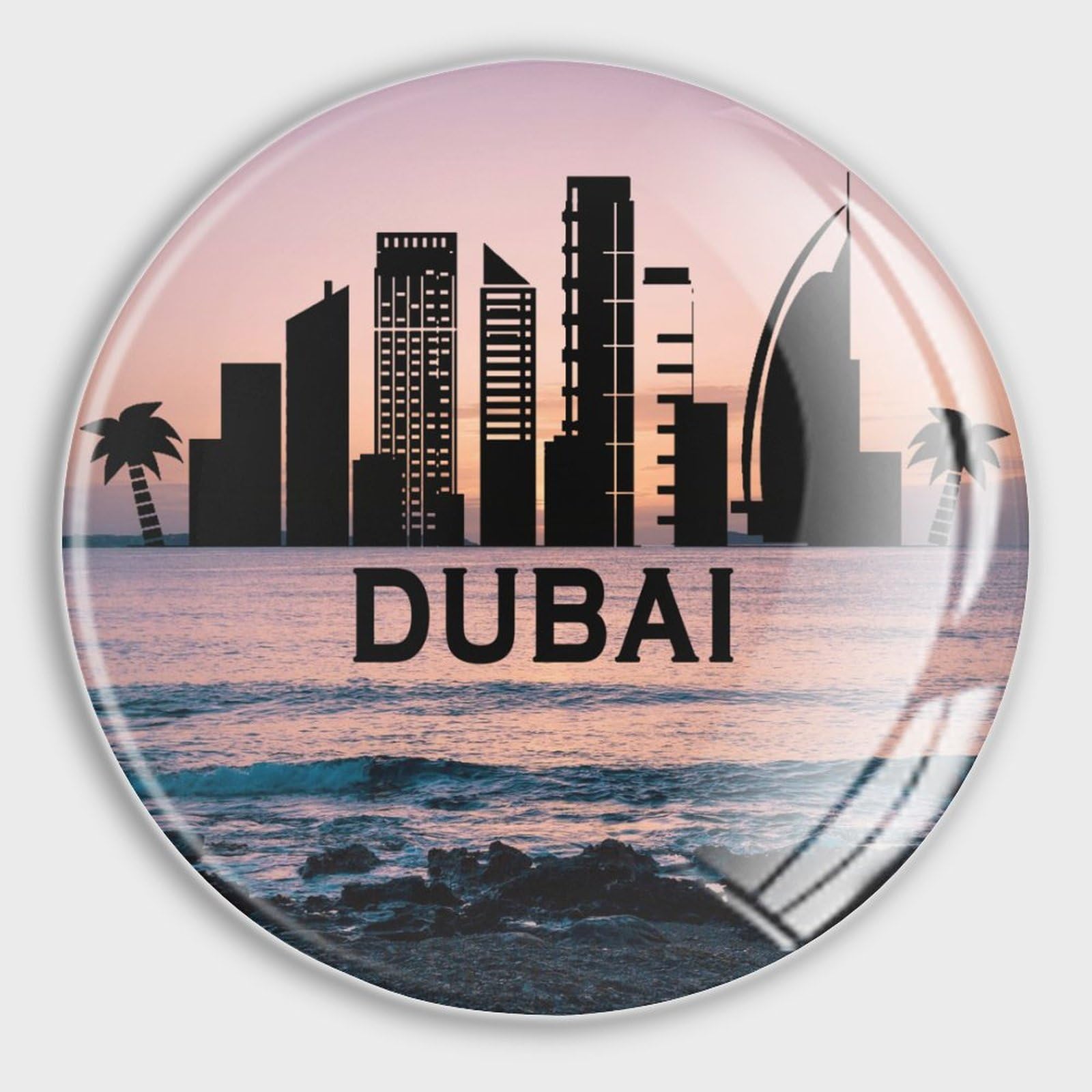 Magnets de frigo Dubaï en verre brillant pour une décoration de cuisine élégante