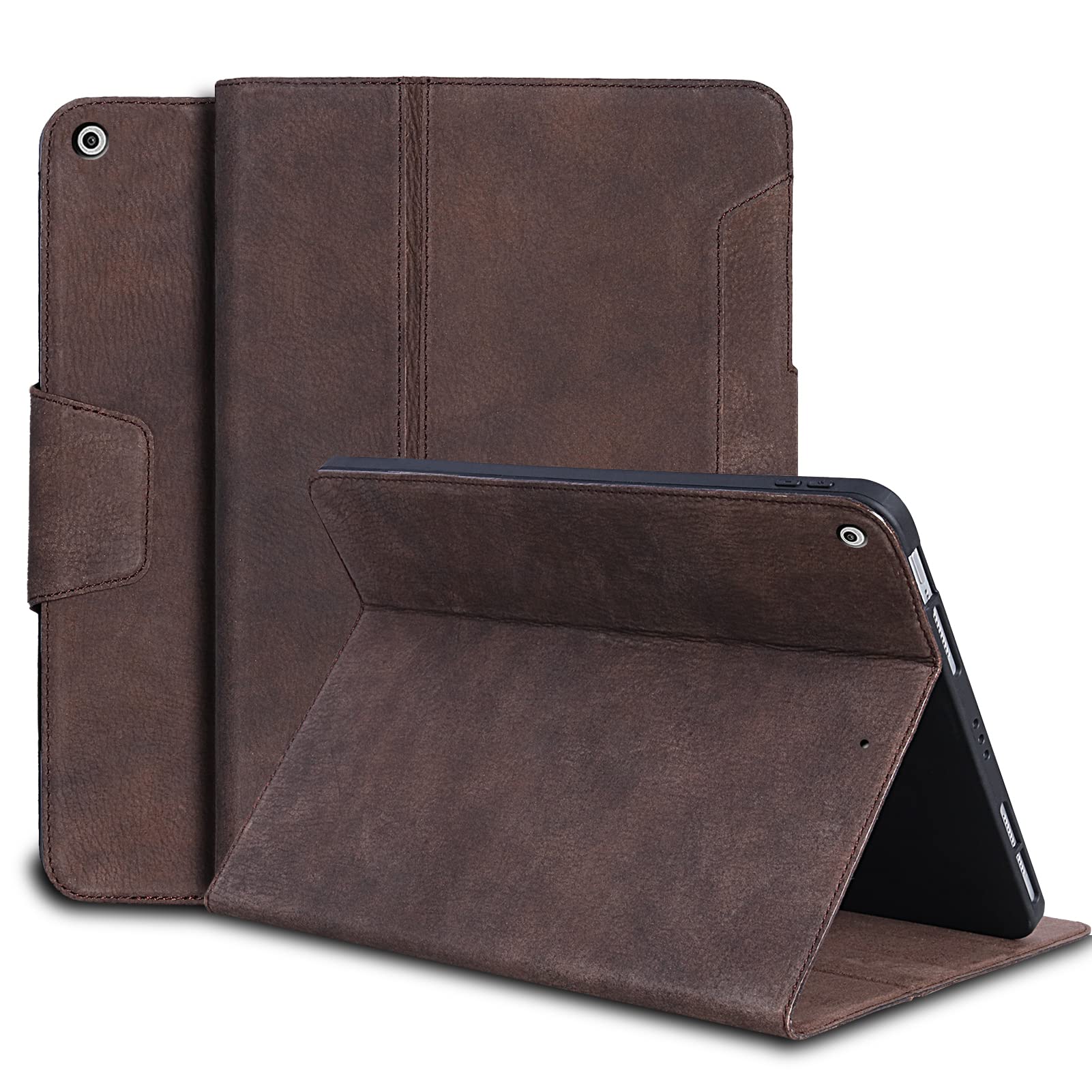 Gexmil Case for iPad 10.2 Inch,9th/8th/7th Generation(2021/2020/2019) Genuine Leather Cover with Pencil Holder,Cowhide Folio Cover,Auto Sleep/Wake