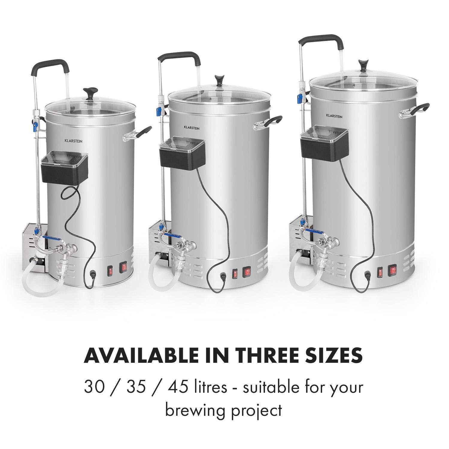 Klarstein Brauheld Pro - Bierbrauset, Maischekessel zum Bier Brauen, Bierbrauanlage, Bier-Selbstbrauset, Selber Bier Brauen, Braukessel Umwälzpumpe, Touch-Panel, Timer, Edelstahl, 2500 W, 30 Liter