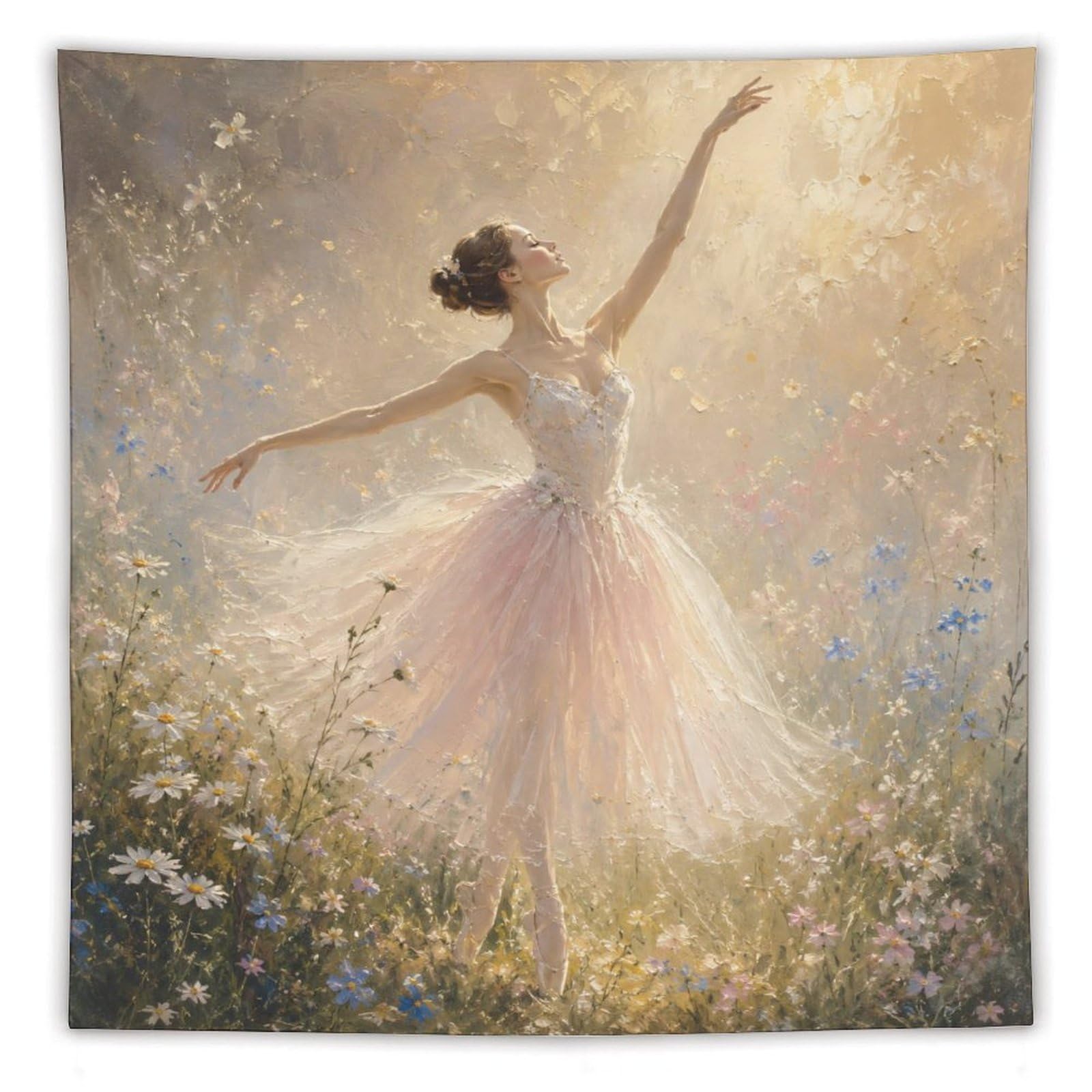 W7C8U2X3 Ballerina Sunlit Garden Wall Tapestry, Ceiling Hanging