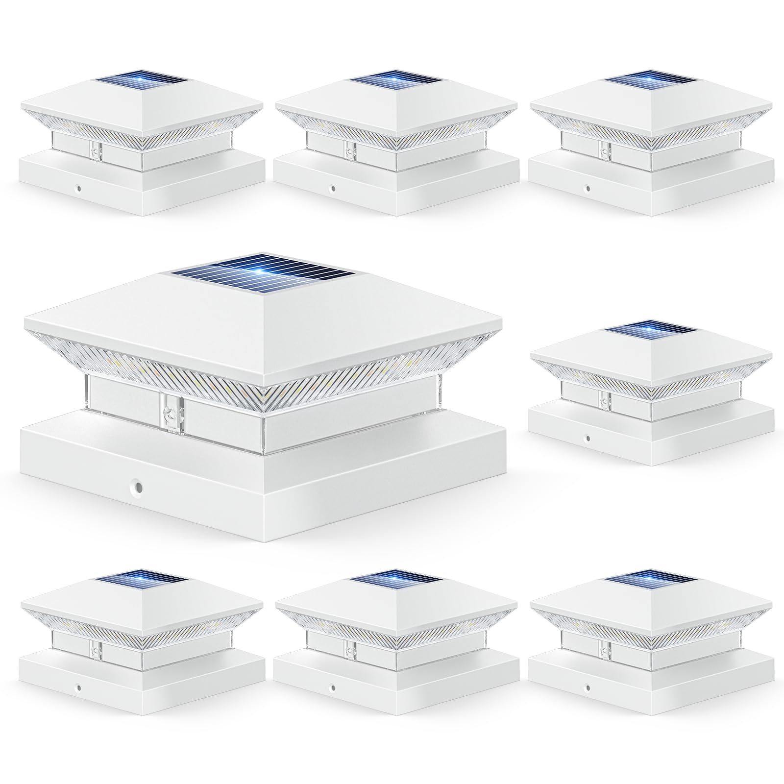 LETMY 8 Pack Solar Post Cap Lights Outdoor, 3 Modes 40 LEDs Fence Post Solar Lights Outdoor Waterproof, 30 Lumens Deck Post Lights Solar Powered for 4x4, 5x5 or 6x6 Vinyl Wooden Posts