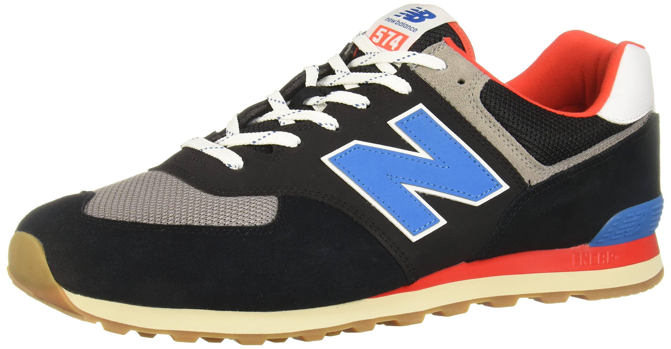 New Balance Men's 574 V2 Core Sneaker, Black/Neo Classic Blue, 4 W
