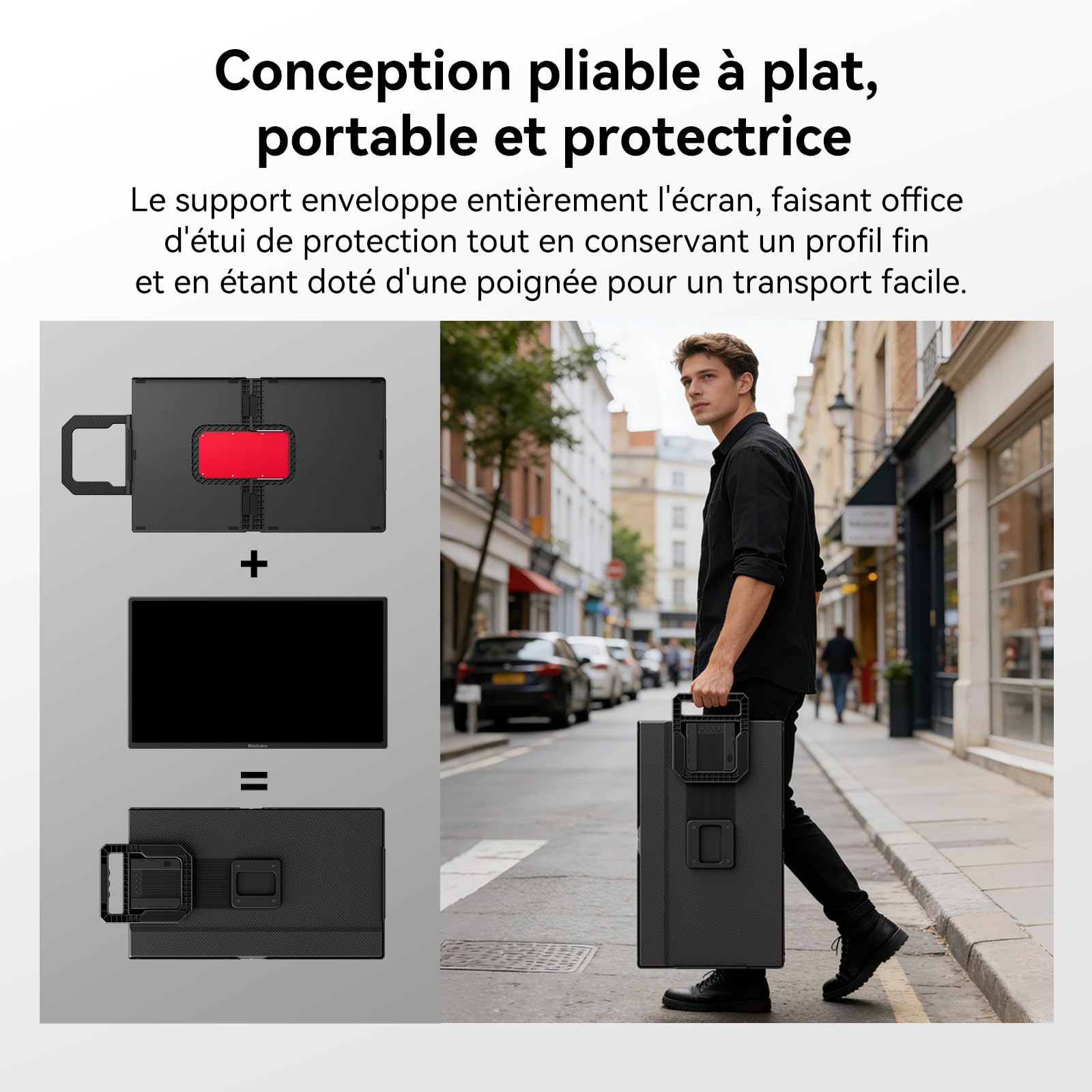 Blackview Ecran Portable, 23.8" 1080P FHD 100Hz Moniteur Portable, Gaming ecran pc IPS, Pied Pliable réglable à 90°, pour Laptop, Desktop, MacBook, PS4/5, Compatible VESA