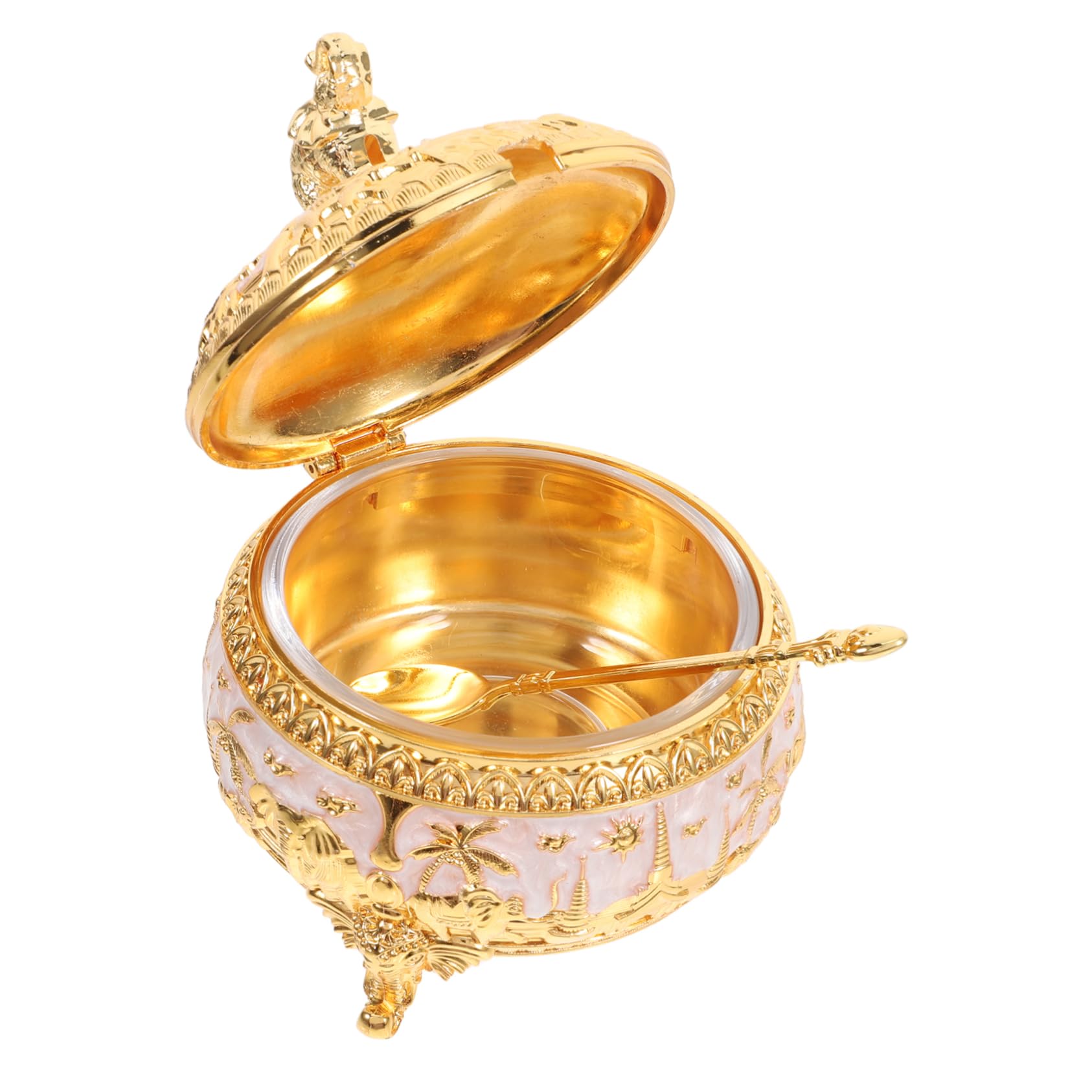TOPPERFUN Elegant Zinc Alloy European Jar Salt Container Condiment Canister for Kitchen Storage