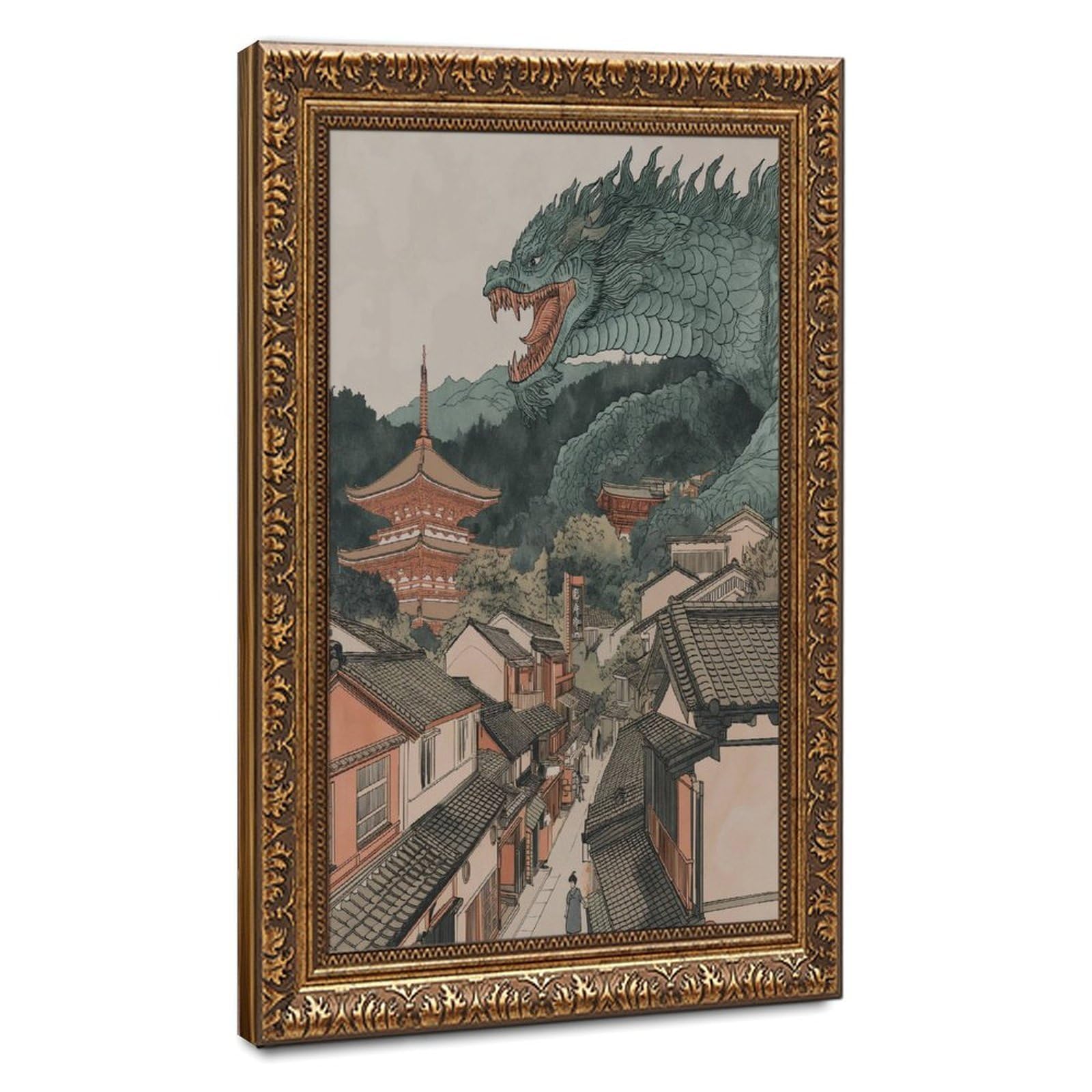 Bareronor Japanese Dragon Anime Poster Canvas Poster Bedroom Decor Landscape Office Room Decor Gift 20" L X 30" W