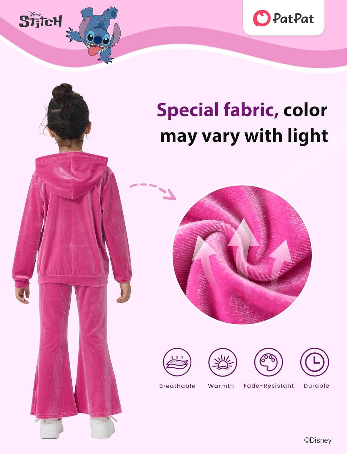 DISNEY Frozen Princess Minnie Stitch Girl Clothes Long Sleeve Knot Front Sweatshirt Flare Pants Fall 2 Piece Outfit 2-9Y - Image 4