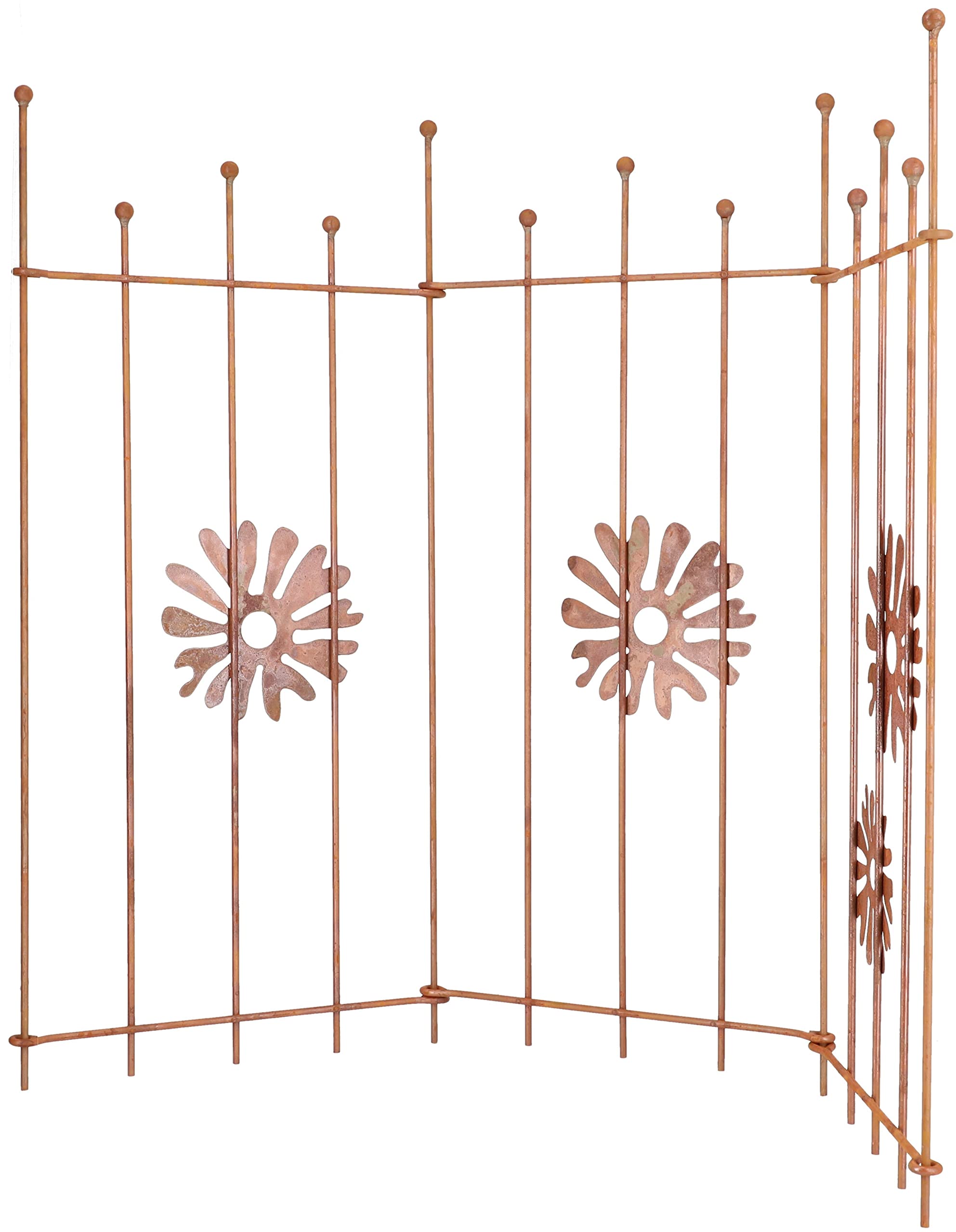 KOTARBAU® Edelrost Gartenzaun Beetzaun Zaunelement 3X | 120 x 46 cm | Rankhilfe Palisade Rost-Dekor Metall-Rankgitter
