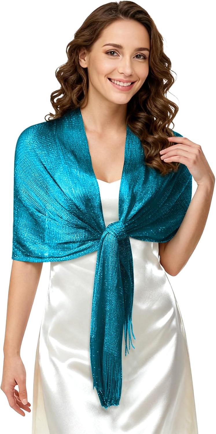 Giomos Shawl Wraps for Women, Formal Shawl Wraps for Evening Dress, Sparkly Scarf for Wedding, Cocktail Party, Prom
