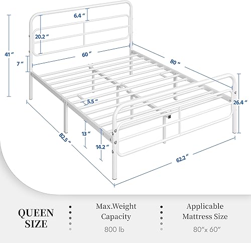 Miniatura 2 de Topeakmart Marco de cama individual XL, cama de plataforma de metal con cabecera moderna con patrón geométrico, fácil de montar, almacenamiento