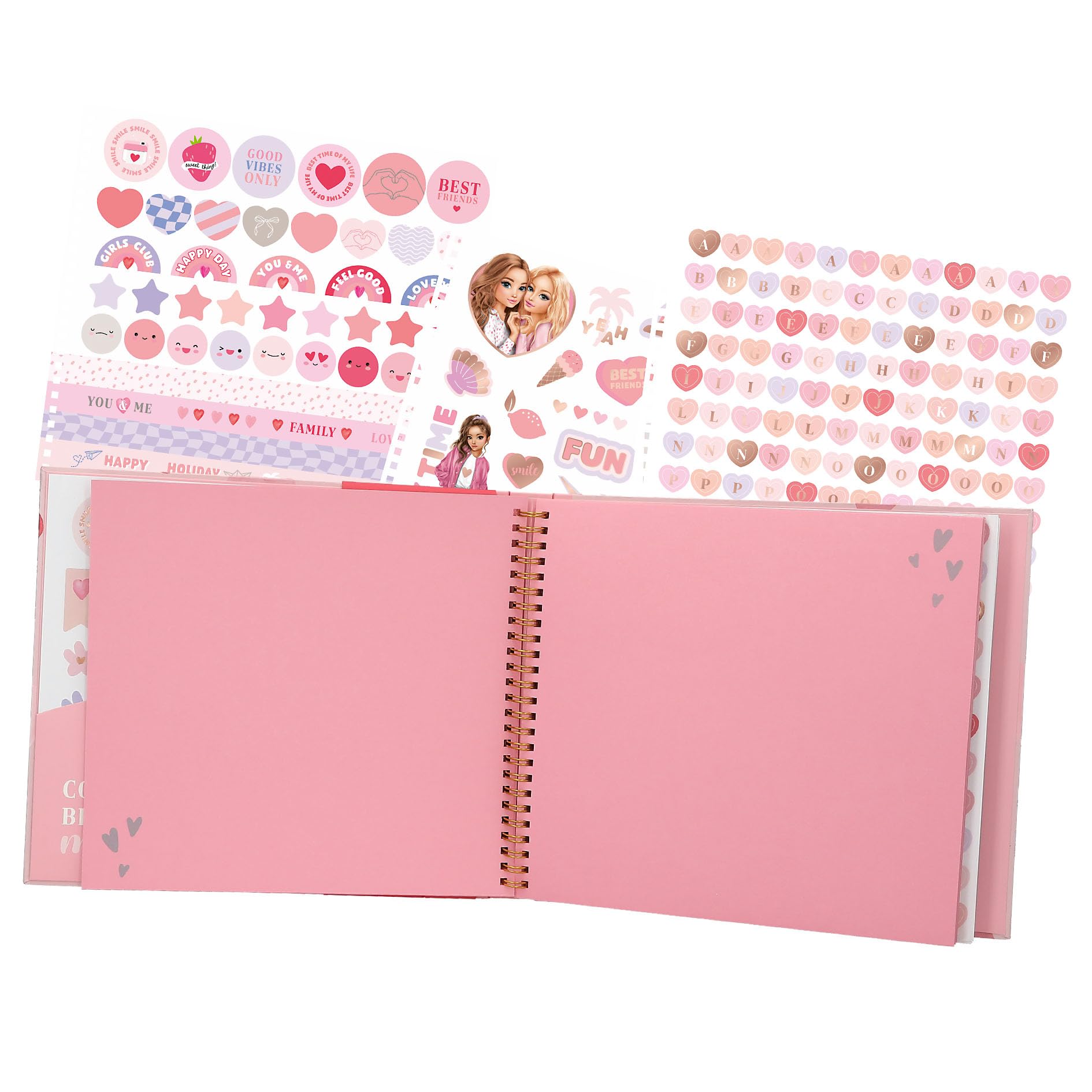 Depesche 13776 TOPModel Create your Photo Album: álbum de fotos DIY en rosa, con motivos de modelos y corazones, álbum de fotos con 32 páginas para diseñar uno mismo.