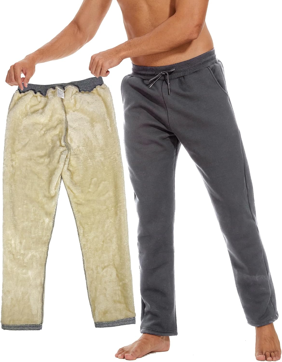 Pantalon De Survêtement Homme Hiver - Polaire Chaud - Taille Élastique - Poches - Confort Sport & Décontracté