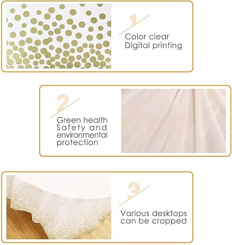 Miniatura 4 de Paquete de 2 manteles rectangulares desechables de plástico, color blanco y dorado, de 54 x 108 pulgadas, para cumpleaños, bodas, baby shower,