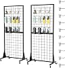 Gridwall Panel Display Stands, 2'x5.5' Ft, Heavy-Duty Floorstanding Retail Display Rack with Triangle-Base for Retail Art Fair Show (Black Finish,2 Pack)