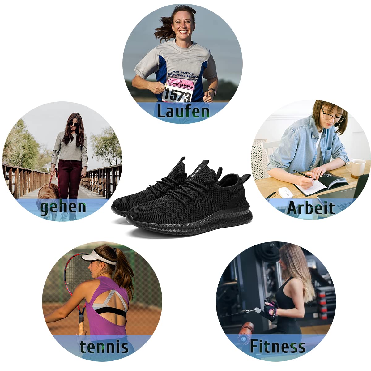 Tvtaop Chaussures de Sport Running Femme Sneakers Fitness Basket Tennis Légères Respirante Outdoor 36-44EU