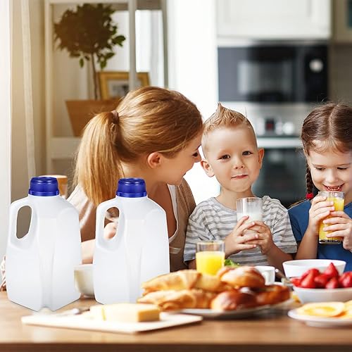 Miniatura 7 de Mumufy 24 mini jarras de leche de plástico de 32 onzas con tapas, reutilizables y recargables, recipientes de plástico de 1 cuarto de galón con