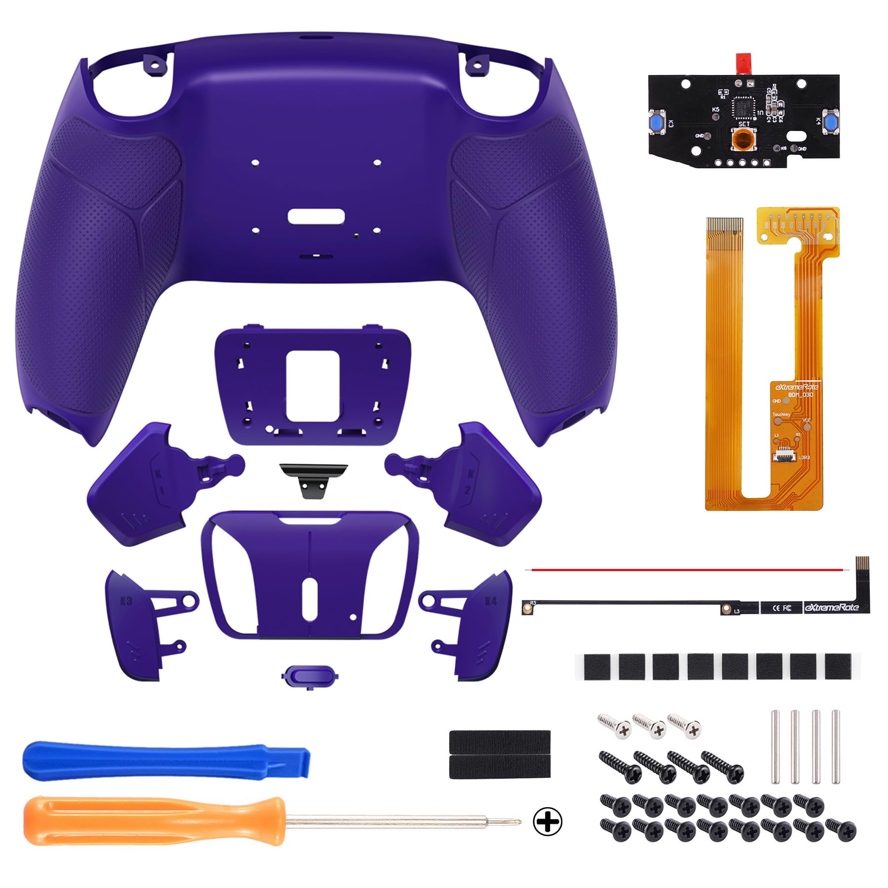 eXtremeRate Goma Grip Programable RISE4 Remap Kit para ps5 Mando Modelo BDM-030/040/050 Actualización Board&Carcasa Trasera&4 Palancas Botones para ps5 Control-NO Incluye Mando(Galactic Purple)