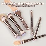 MAANGE 6 PCS Makeup Brushes Set Double Sided Makeup Brushes for Foundation Concealer Blush Eyeshadow Powder Blending Eyebrow Make Up Brushes (Coffee Brown)