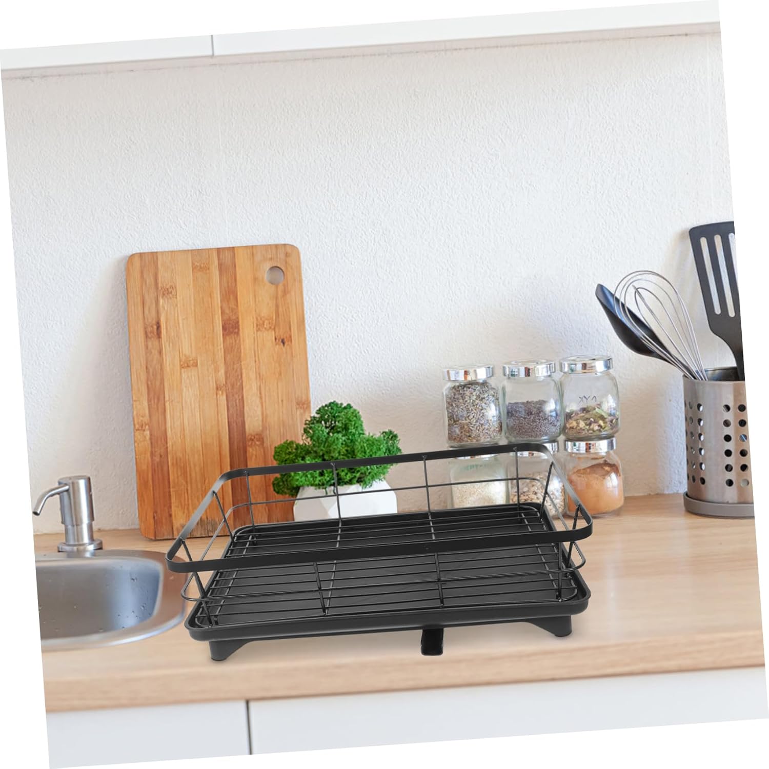 Dish Drying Rack for Kitchen Counter with Compartment Slots Space-Saving Bowl and Plate Drainer Practical Kitchen Dish Rack Organizer and Quick Drying