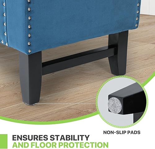 Miniatura 52 de Magshion Mid-Century - Banco otomano de microfibra con botones y patas en X, carga de hasta 440 libras para sala de estar, dormitorio, habitación,