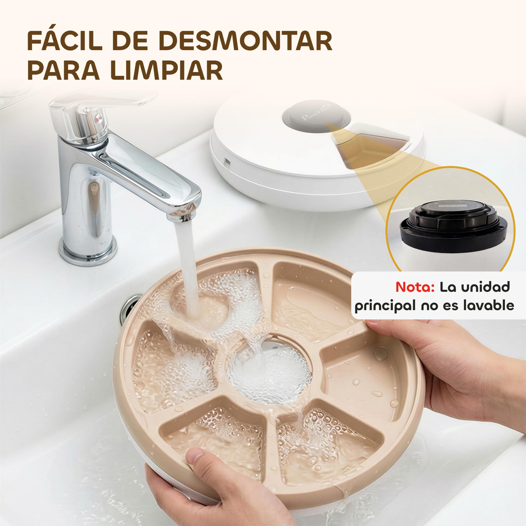 PawHut Comedero Automático para Gatos y Perros, Dispensador de Comida para Gatos con Temporizador Programable, Paquete de Hielo, 6 Cuencos, Pantalla LED, Funciona con Baterías, para Secos y Húmedos