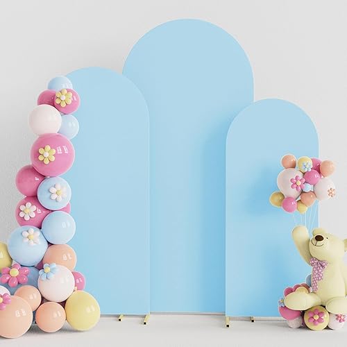 Putros - Juego de 3 fundas de elastano para arco de boda, funda ajustada para decoración de telón de fondo para fiestas, color azul grisáceo, 4