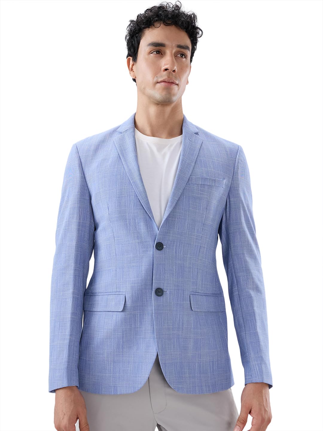 Neo Fit Medium Blue Blazer for Men-image-17