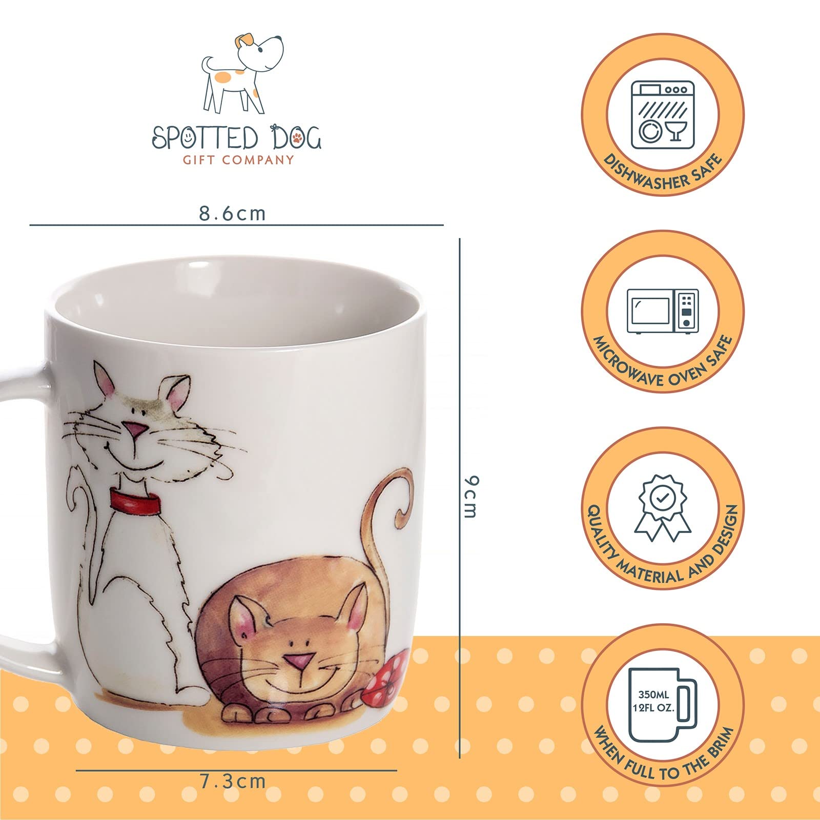 SPOTTED DOG GIFT COMPANY Koffiemokken Set van 4, Kattenmokken voor