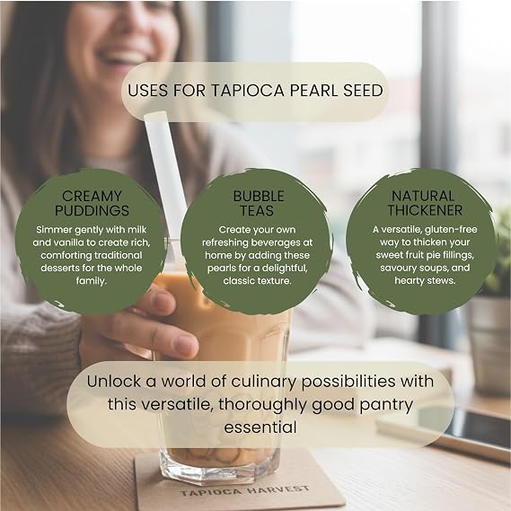 Minton & Donello Tapioca Seed Pearls 500g – Soft, Light & Chewy, Great for Puddings, Desserts, Bubble Tea, Asian Recipes & Low-Fat Cooking with Smooth, Versatile Texture (Pack of 2)