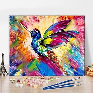 TISHIRON Painting by Numbers for Adults Colorful Hummingbird Paint by Numbers Birds Paint by Numbers Kits Paint by Numbers for Children Kids Paint by Numbers Craft Kits for Adults UK, 16"x20"