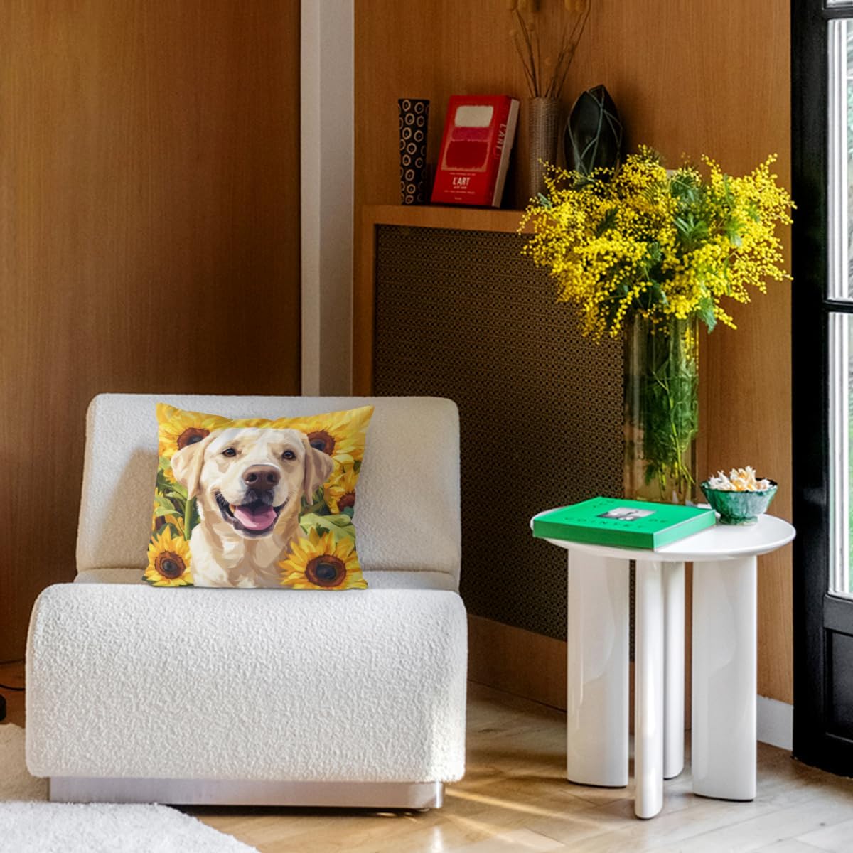 Sunflower Black Labrador Retriever Throw Pillow Cover Set of 2 Summer Flowers Pillow Case Seasonal Home Decor Animal Lovers Gift Sofa Couch Cushion Cover 28x28 Inch