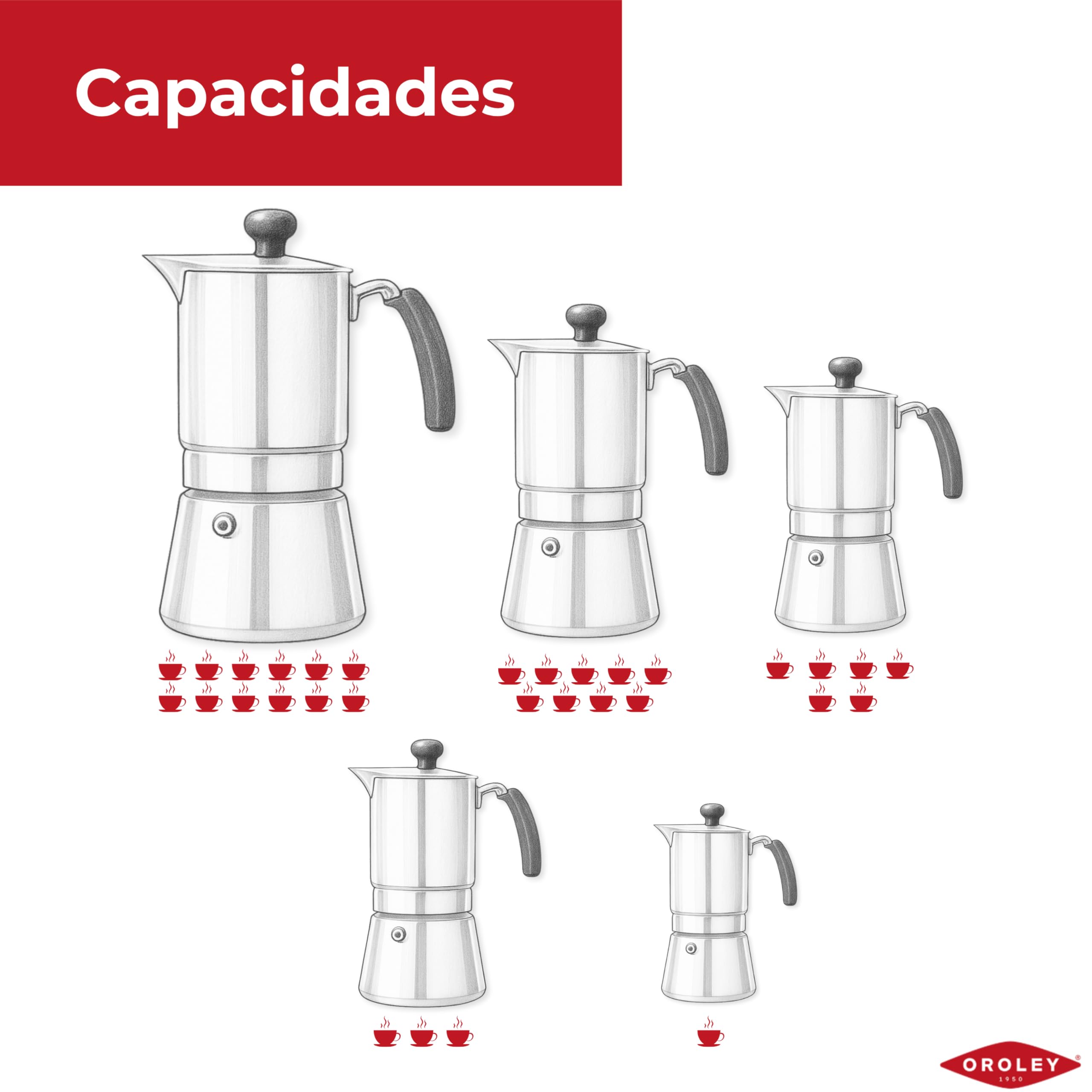 Oroley - New Dakar Nature - Cafetera Italiana Aluminio | Cafetera Vitrocerámica, Fuego y Gas | Estilo Tradicional (9 Tazas)