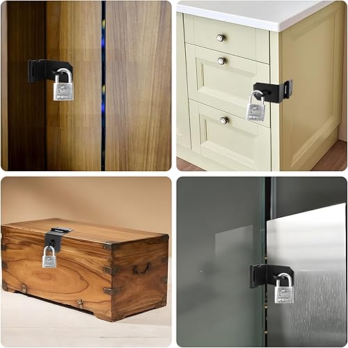 Miniatura 8 de Juego de cerrojos de 4 pulgadas para cerradura de puerta, cerradura de 90 con tornillos y candado de acero inoxidable de seguridad en ángulo recto