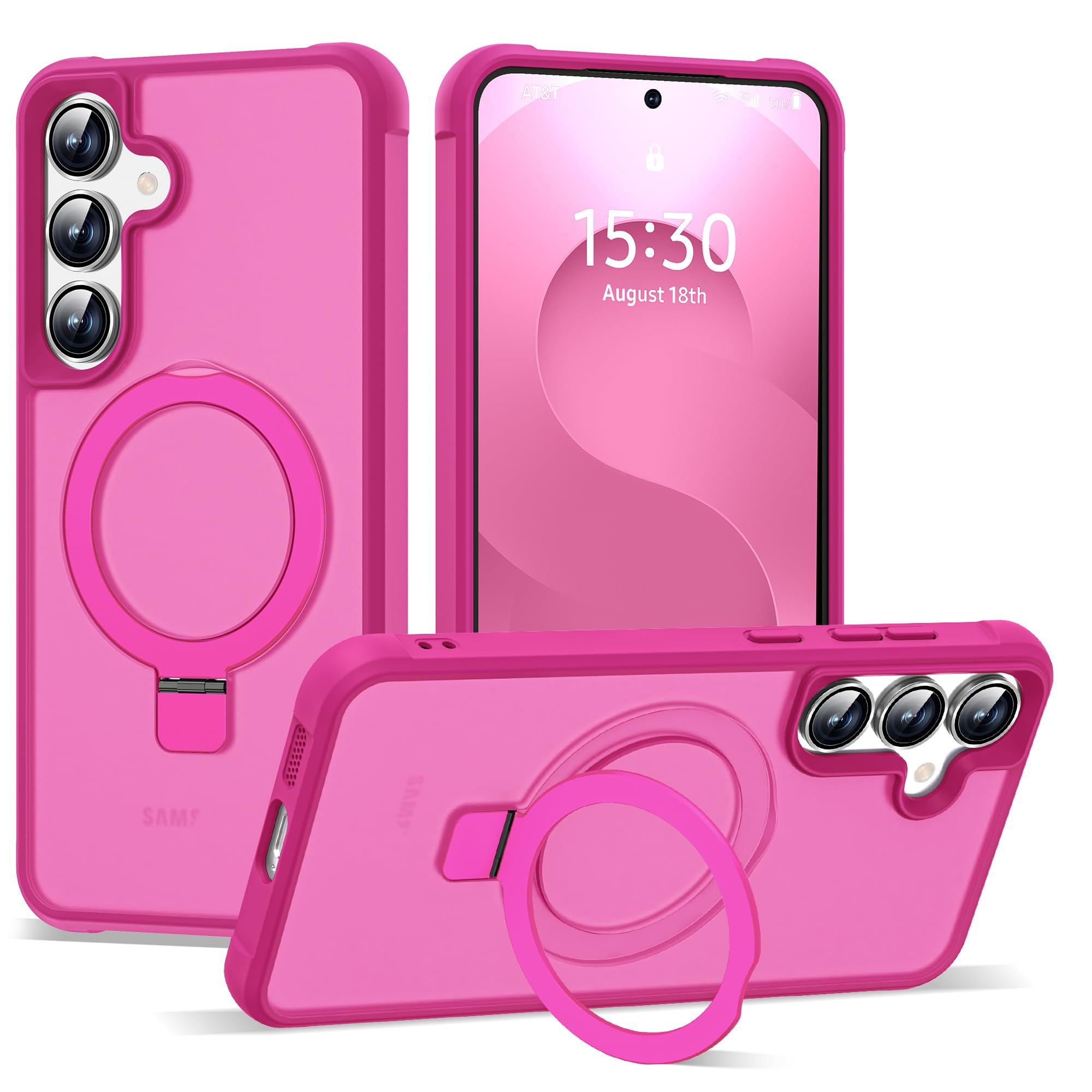 SKYLMW Compatible with Samsung Galaxy S24 Plus Case & Samsung Galaxy S25 Plus Case with Magnetic Ring Stand Translucent Phone Cases for S24+ & S25+