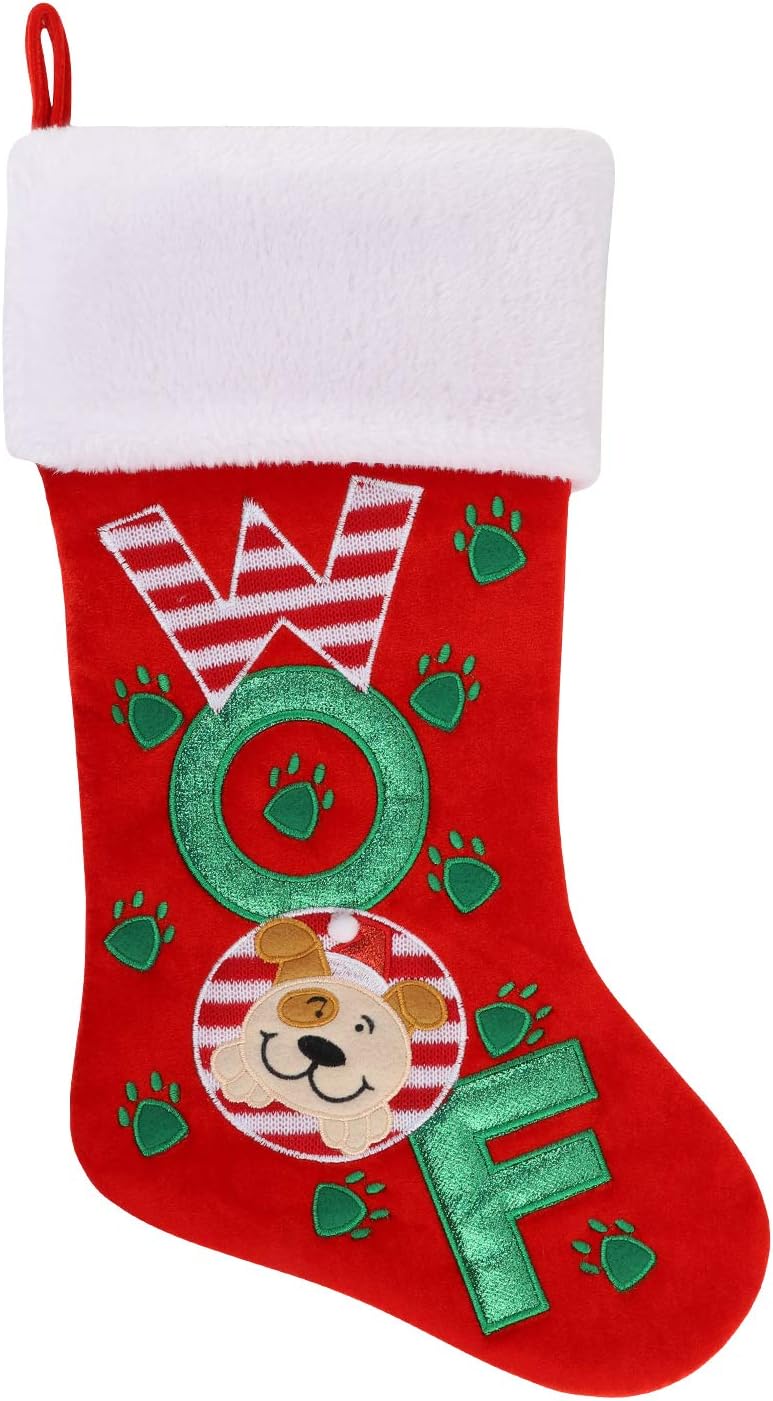 KeepRepel Cheap Chic Seasonal Dog Christmas Stocking (WOOF)