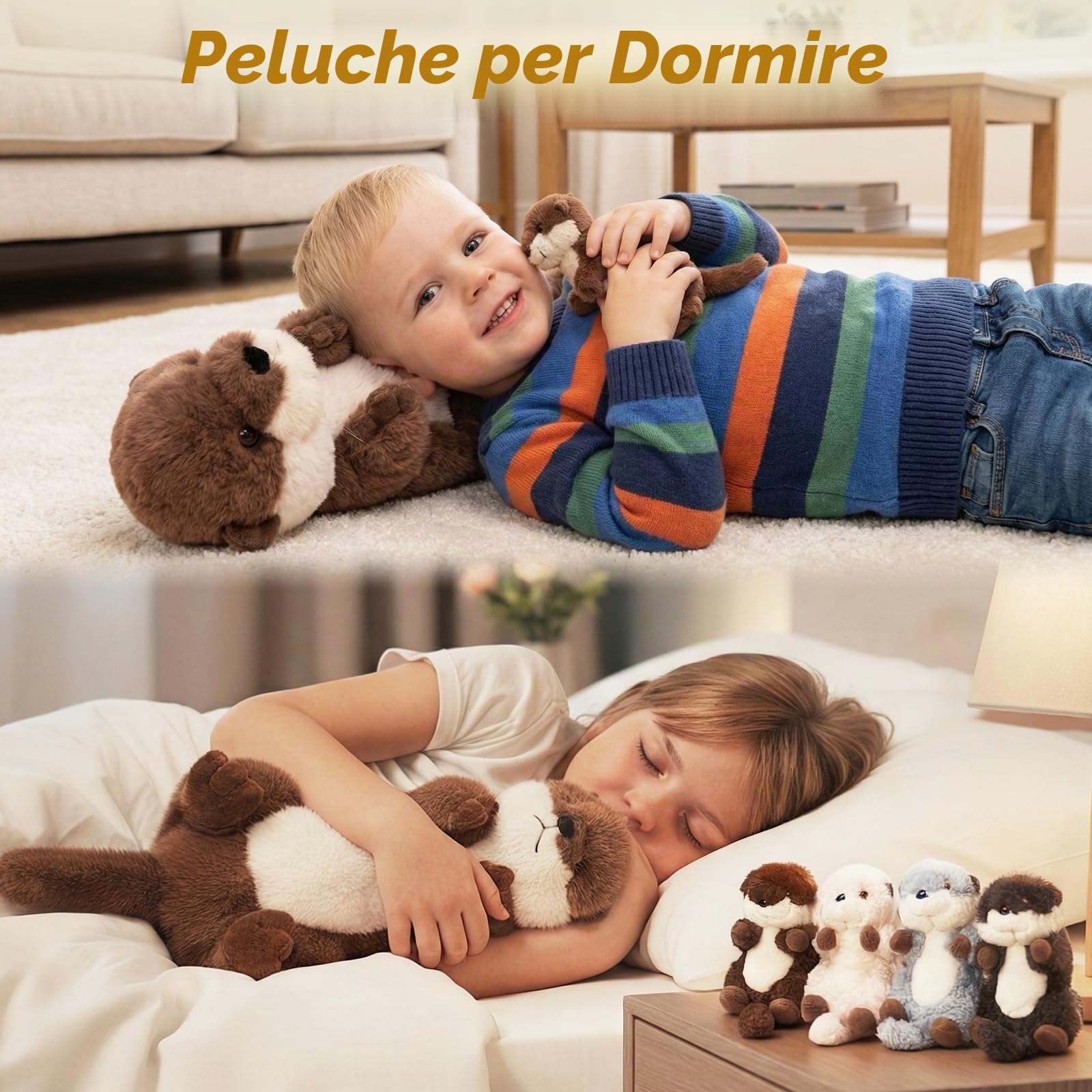 OUOZZZ - Lontra di peluche e orsetto lontra madre e bambino - 38 cm, realistico animale marino in peluche, ultra morbido e accogliente, creatura marina perfetta come regalo di compleanno o per neonato