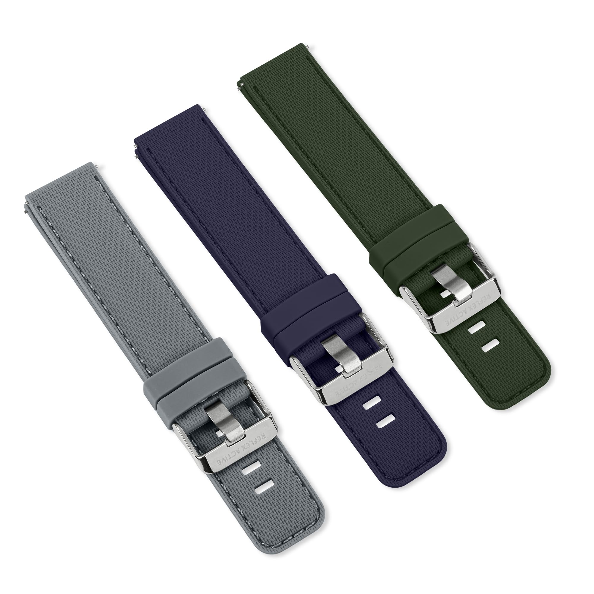 Image secondaire de Bracelet de Montre Connectée Interchangeable Reflex Active - Gris, Bleu, Vert - 20 mm