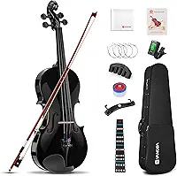 Vangoa Conjunto de violino para iniciantes 4/4, tamanho completo, violino acústico para adultos, adolescentes e crianças acima de 11 anos, conjunto de violino para iniciantes (com estojo rígido
