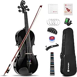 Vangoa Conjunto de violino para iniciantes 4/4, tamanho completo, violino acústico para adultos, adolescentes e crianças acima de 11 anos, conjunto de violino para iniciantes (com estojo rígido