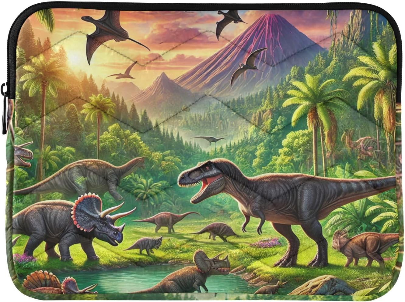 Dinosaurs Sunset Top-Zip Laptop Sleeve