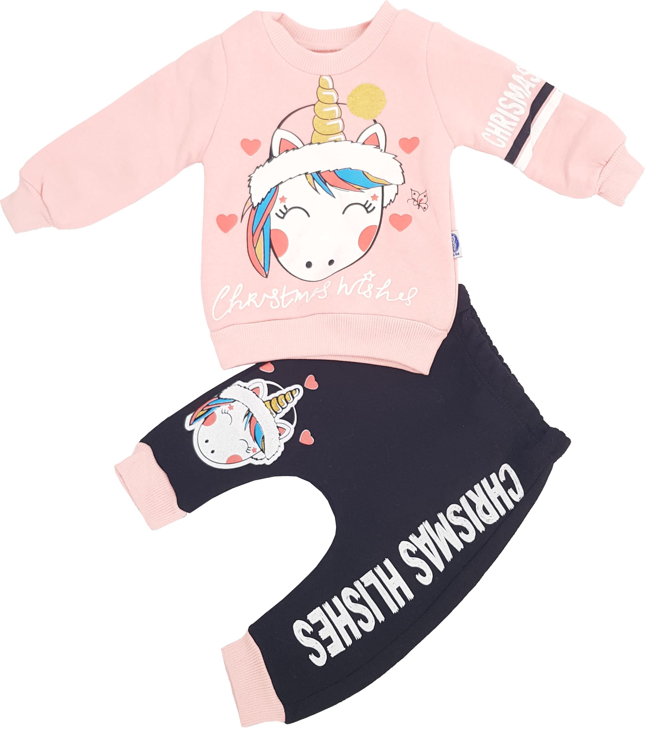 Generisch Baby Mädchen Kleinkinder 2er Set Jogginganzug Trainingsanzug Sportanzug Fitness Hose Jogginghose 2 Teilig Größe 68 74 80 86 6M 9M 12M 18M