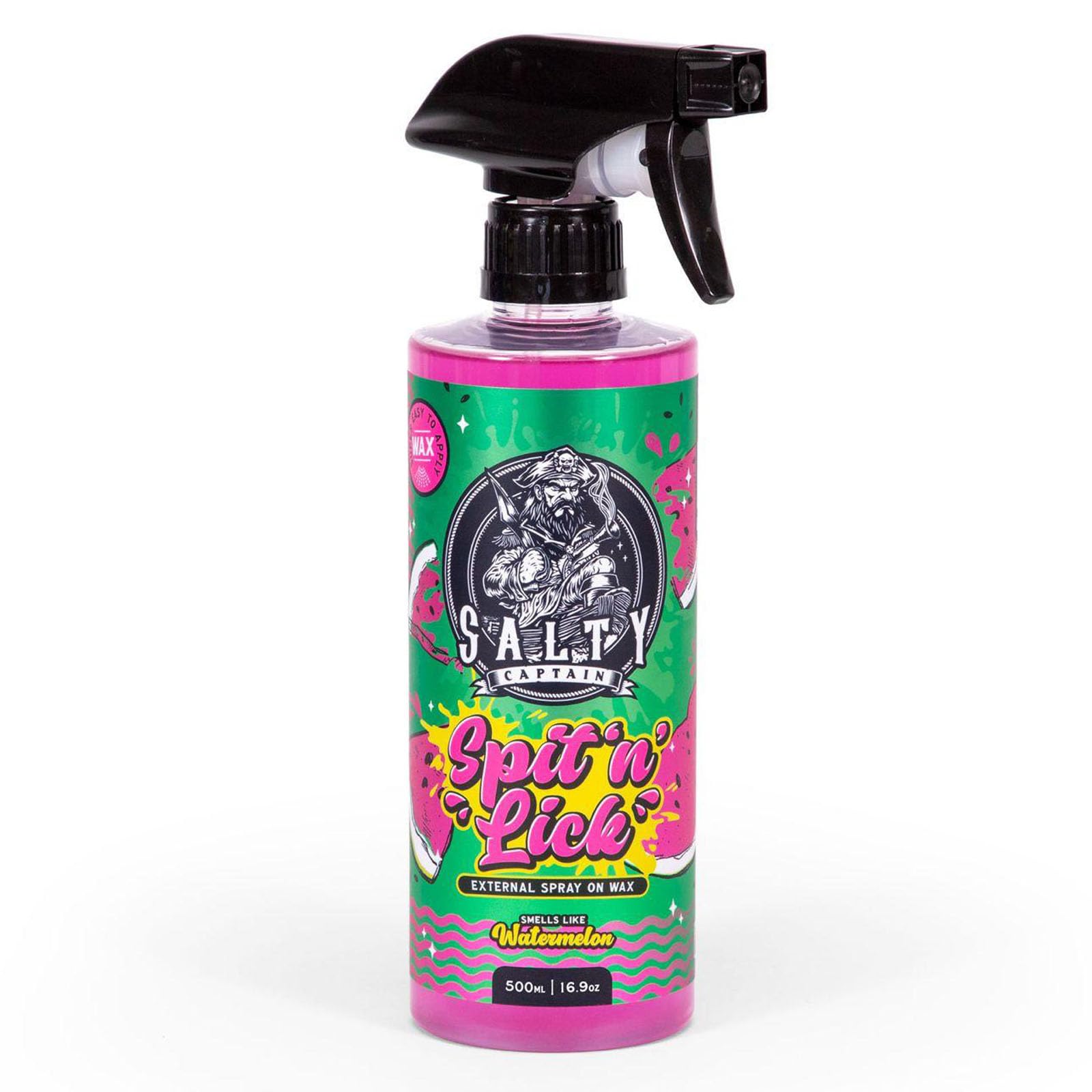 Salty Captain Spit & Lick Spray Wax Cleaner - (Juicy Watermelon Scent) Hydrophobic Automotive Car & Marine Boat Wax Polish | UV & Salt Protectant Marine Wax Sprayer for the Best Showroom Finish