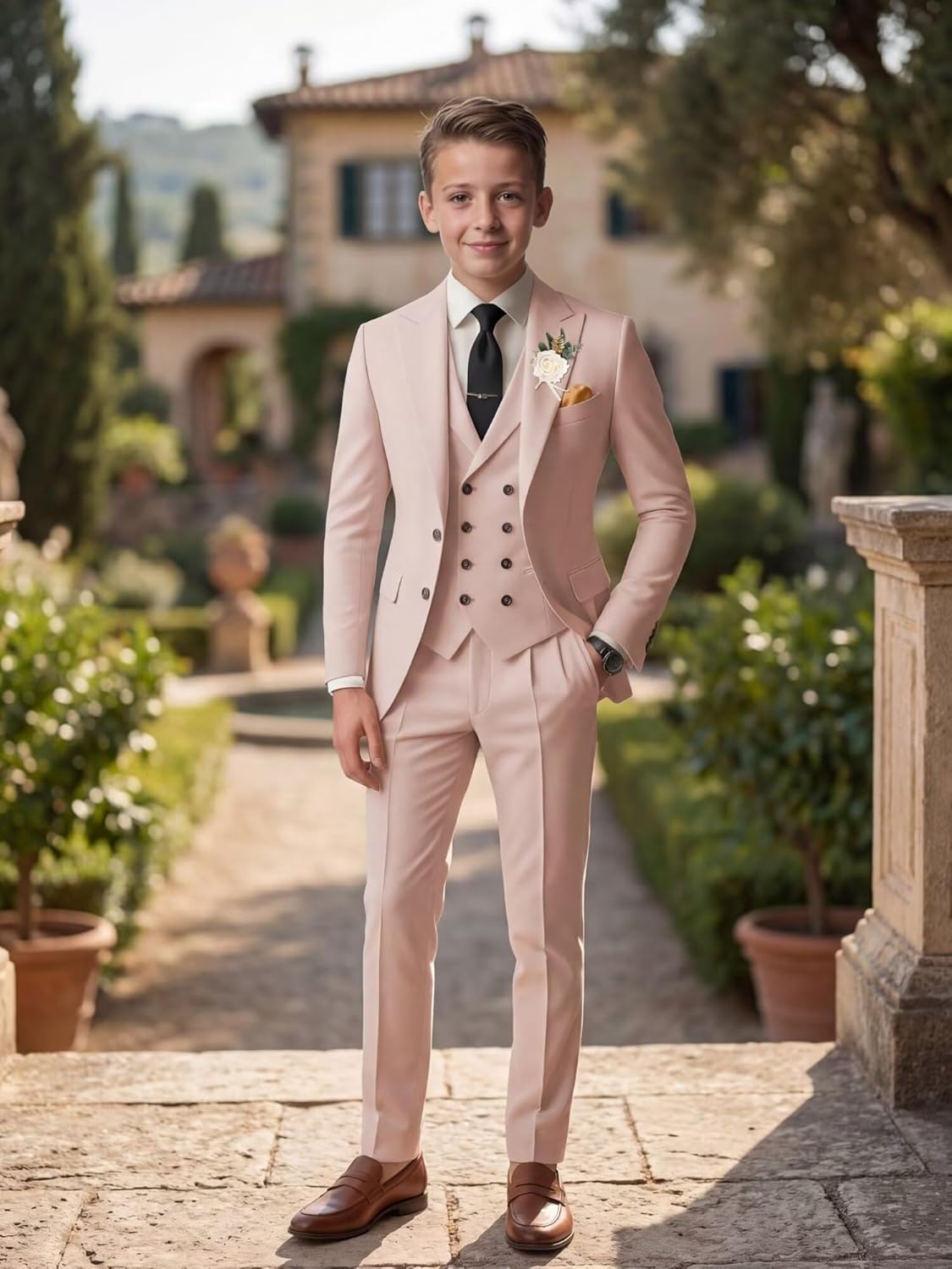 Boys Suit Slim Fit 3 Piece Kids Tuxedo Toddler Suit for Boys Homecoming Communion Prom Formal Wedding Dress Outfits