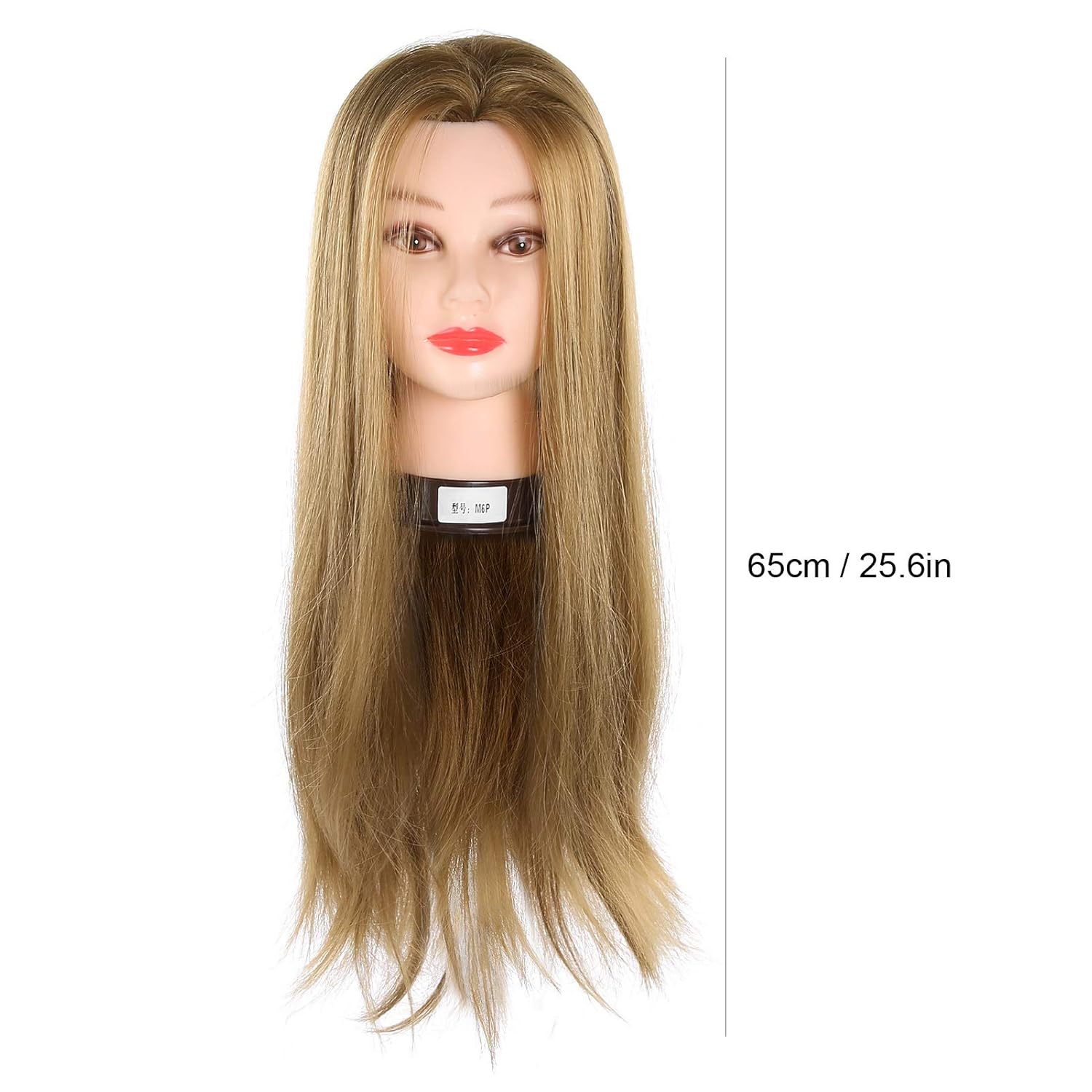 Traininghead 25.6in Female Human Hair Mannequin Head for Hairdresser with Clamp Stand, Styling Training Head Cosmetology Manikin Doll Head