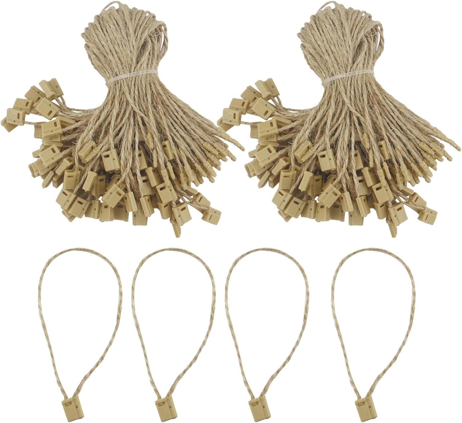 400Pcs Hang Tag String, 7.1-inch Hemp Twine Hanging Tag String Fastener Snap Lock Pin Loop Fastener 1 mm Thick Tag Rope Ties for Clothes Shoes Bags Luggage Label Price Tags, SATONBEYI