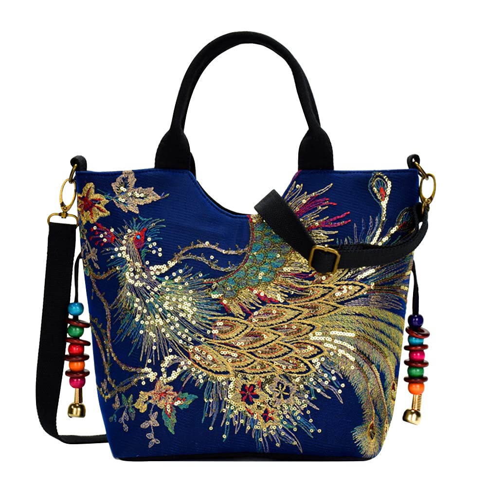 Sacs à main de capacité supérieure brodés avec perles de style traditionnel chic - 8